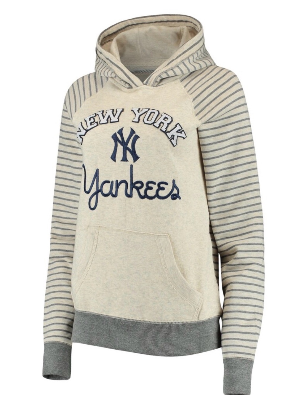 New York Yankees Soft as a Grape Women's Striped Pullover Hoodie GUC